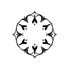 Circular Design is a Black and White Image of a Floral Pattern.