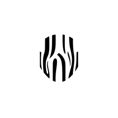 Abstract, minimalist rendering of a black and white pattern, resembling a stylized organic emblem, set against a bright background.