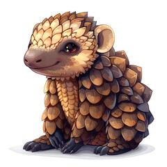Whimsical pangolin doodle in a charming cartoon style.