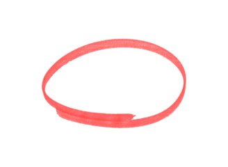 Hand-drawn Red marker circle isolated on a transparent background, brushstroke oval shape for design elements, highlighting, underlining,
