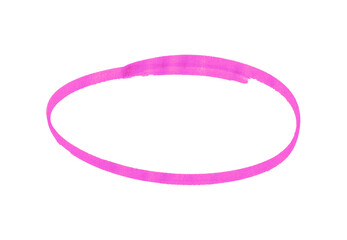 Hand-drawn pink marker circle isolated on a transparent background, brushstroke oval shape for...