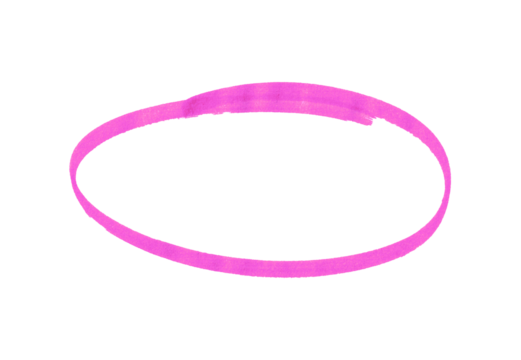 Hand-drawn pink marker circle isolated on a transparent background, brushstroke oval shape for design elements, highlighting, underlining, - Powered by Adobe