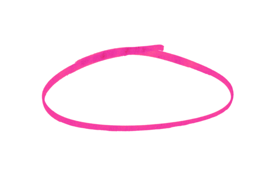 Hand-drawn pink marker circle isolated on a transparent background, brushstroke oval shape for design elements, highlighting, underlining,