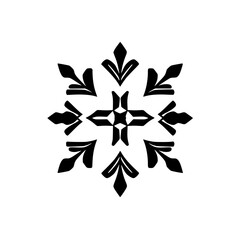 Black and White symmetrical snowflake-like design, simple geometric illustration on white background.