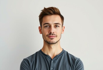 Obraz premium Male teacher standing against a neutral background