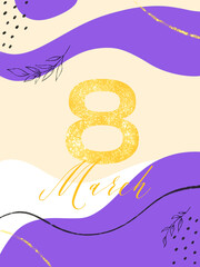 Minimalistic postcard March 8.
International women's day trendy poster