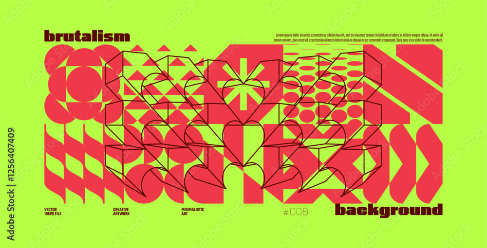 Aufkleber brutalism abstract vector lime background with postmodern geometric graphic shapes in y2k aesthetics