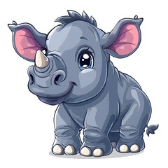 Cartoon-style rhinoceros character, perfect for fun sticker designs