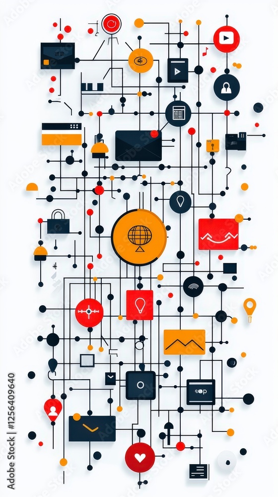 Poster this vibrant digital illustration features an array of connectivity icons, symbolizing communication