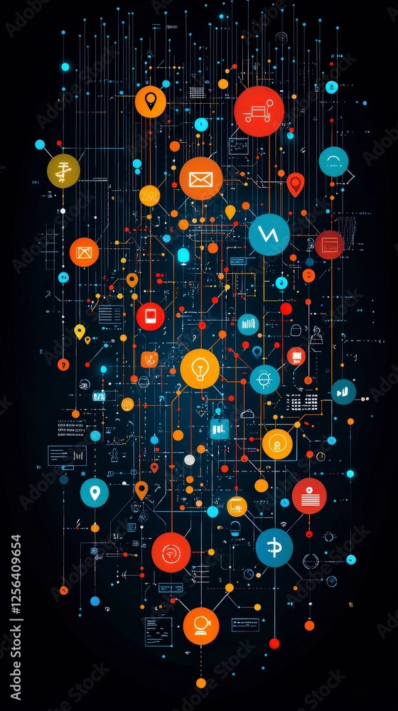 Poster this image features a colorful abstract network that highlights connectivity and modern technology t