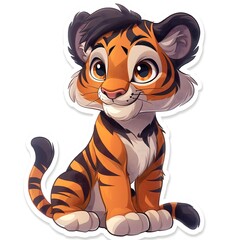 Cute Jungle Tiger Character in a Fun and Expressive Cartoon Style