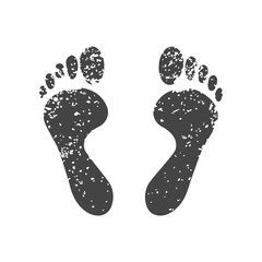 bare human feet traces icon isolated on transparent	
