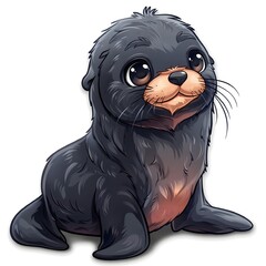 Joyful Seal Pup Doodle for Digital Use and Decoration