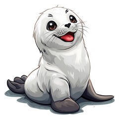 Cute Ocean Seal Character in a Whimsical Cartoon Style