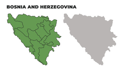 Fototapeta premium Bosnia political regions green outline map set