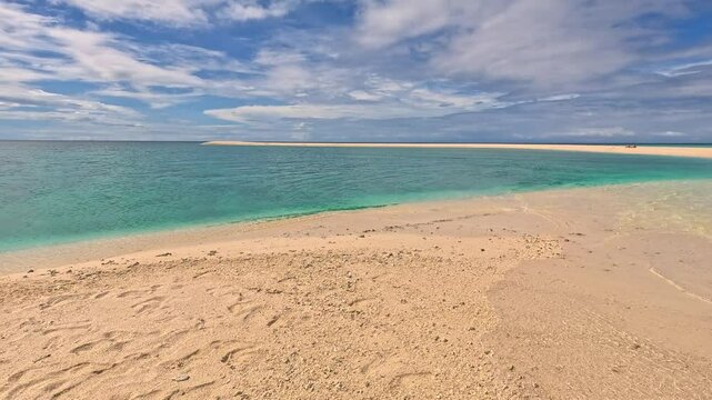 Crystal Clear azure turquoise blue waters tropical island sand bar maldives philippines asia white sandy beach