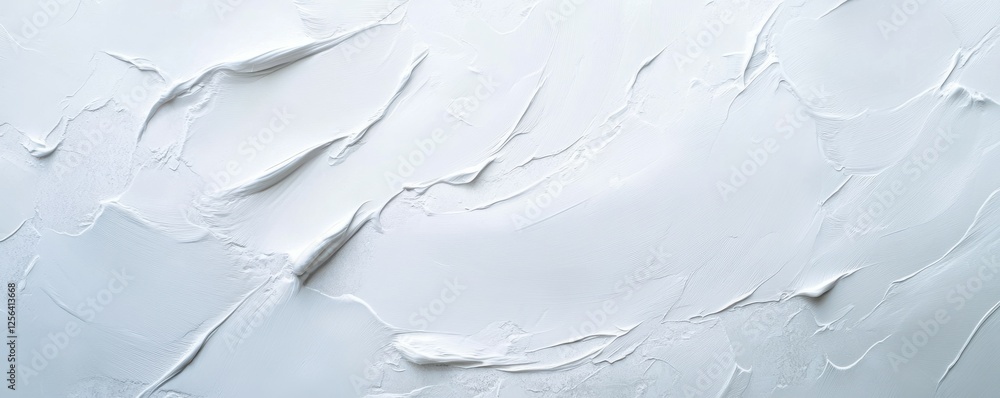 Poster textured abstract white paint strokes on canvas with layered patterns and depth