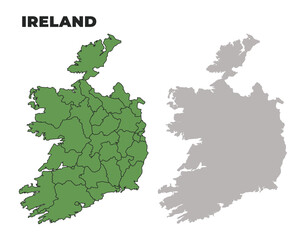 Obraz premium Ireland political regions green outline map set