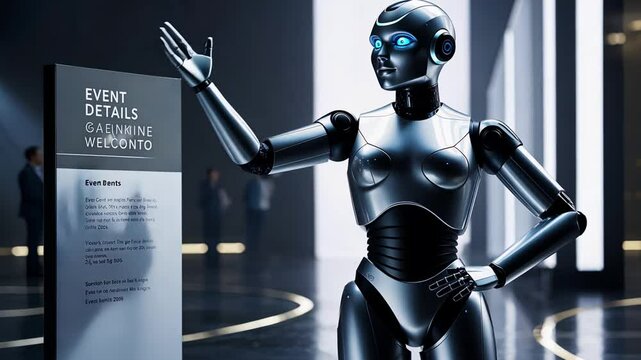 A Futuristic Robot Guide at the HighTech Event will impress attendees