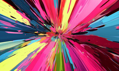 Vibrant explosion of color with bold, jagged streaks creating an abstract, energetic visual masterpiece dynamically