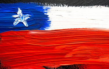 Brush painted flag of Chile. Hand drawn style flag of Chile.