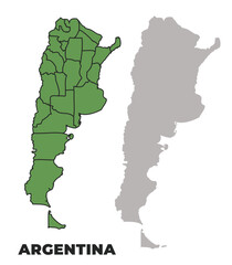 Argentina political regions green outline map set