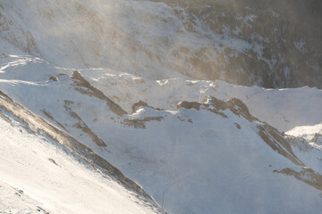 snow in the mountains