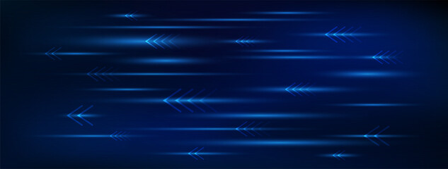 Abstract blue arrows technology background, High-speed movement, Hi-tech futuristic template. Vector illustration