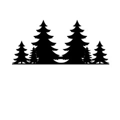 Obraz premium Silhouette: A Black Forest Composition with Pine Trees Against White Backdrop