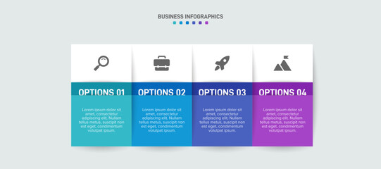 Horizontal progress bar featuring 4 arrow-shaped elements, symbolizing the four stages of business strategy and progression. Clean timeline infographic design template. Vector for presentation