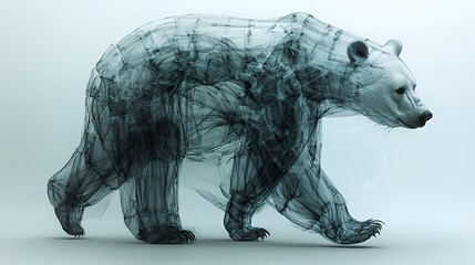 Abstract Bear Walking with Geometric and Smoke-like Interior Design