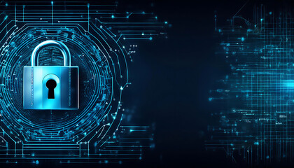 shield and padlock on binary code