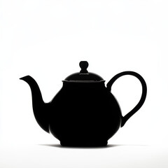 Obraz premium Silhouette of a classic teapot with a curved spout and round handle against a white background.