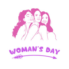 Happy Woman's Day poster design with women.