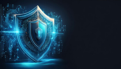 shield and padlock on binary code