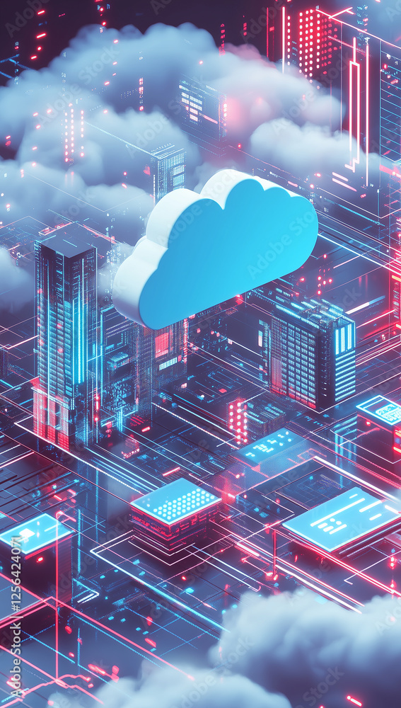 Poster cloud computing digital information and cyberspace background