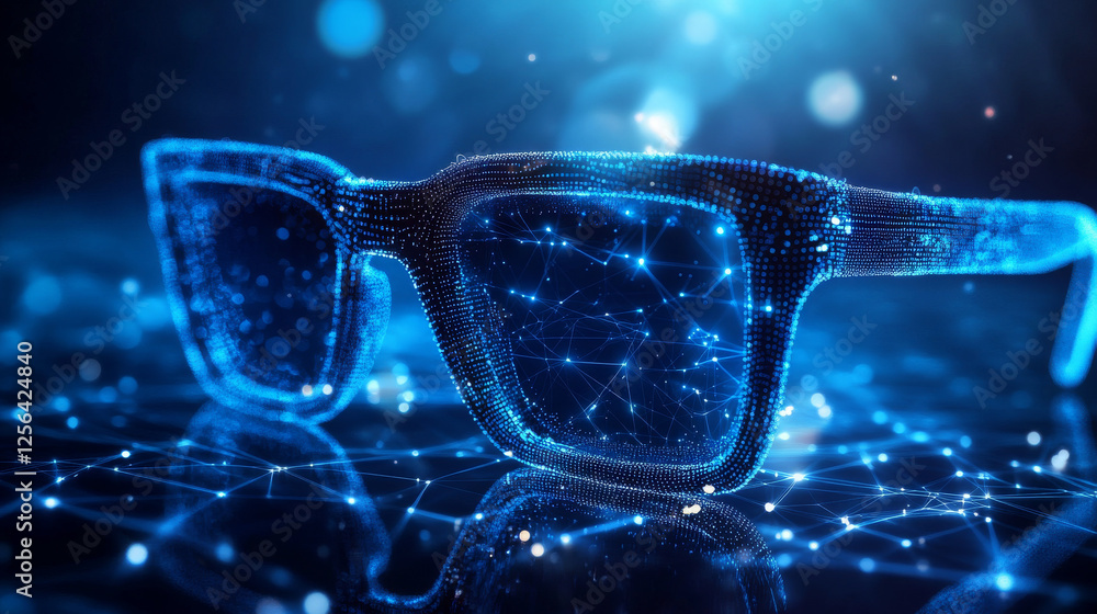 Aufkleber hologram glasses. glasses made of polygons, triangles of dots and lines. glasses are a low-poly comp