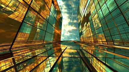Modern City Skyline with Glass Facades