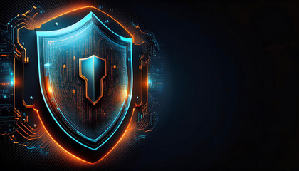 shield and padlock on binary code