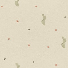 Watercolor green mexican cactus seamless pattern, wild west background, desert plants