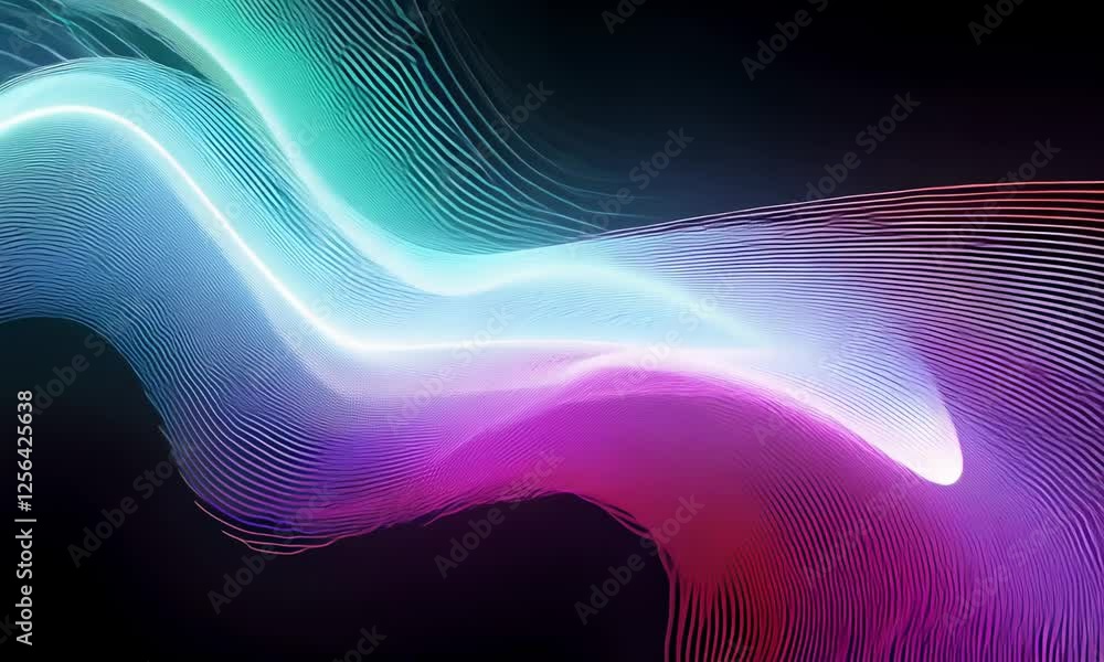 Poster colorful lines creating a vibrant abstract animation on a black background