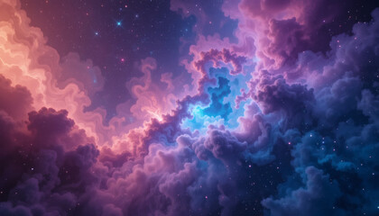 Fototapeta premium Nebula-inspired texture with swirling cosmic clouds and vibrant interstellar colors