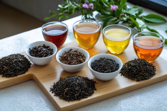 Different types of tea showcased during an afternoon tasting event