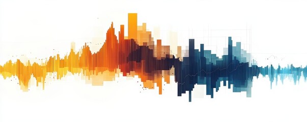 Obraz premium Abstract colorful soundwave graph depicting data visualization in warm and cool tones