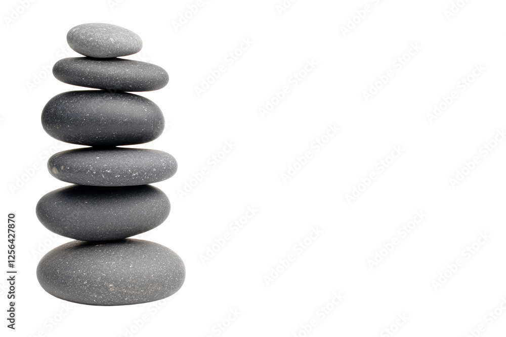 Poster stack of gray stones with a white background