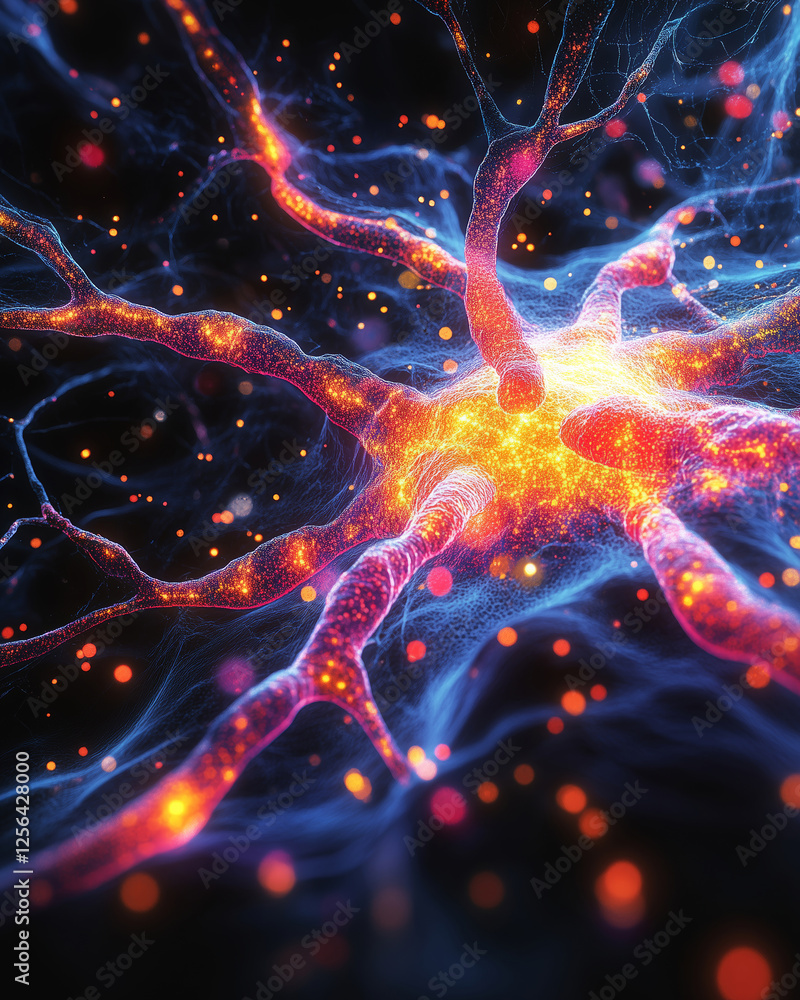 Poster Neuro-mapping visualization of neural connections revealing vibrant synapses