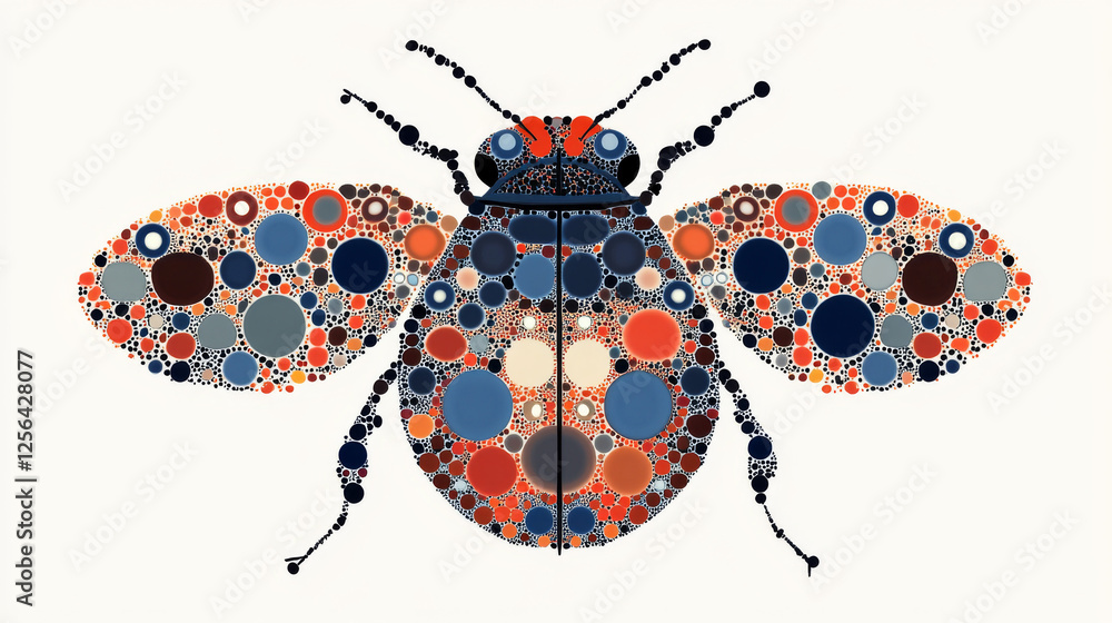 Poster ladybug of particles. ladybug consists of circles and points. vector illustration.