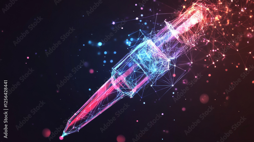 Aufkleber a hologram pipette. an eyedropper made of polygons, triangles of points and lines. pipette is a low-