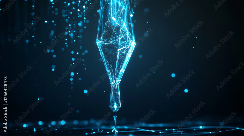 Aufkleber a hologram pipette. an eyedropper made of polygons, triangles of points and lines. pipette is a low-