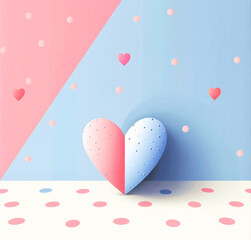 Creative concept of love, wedding ceremony and Valentine's Day celebration: isolated heart on colored background